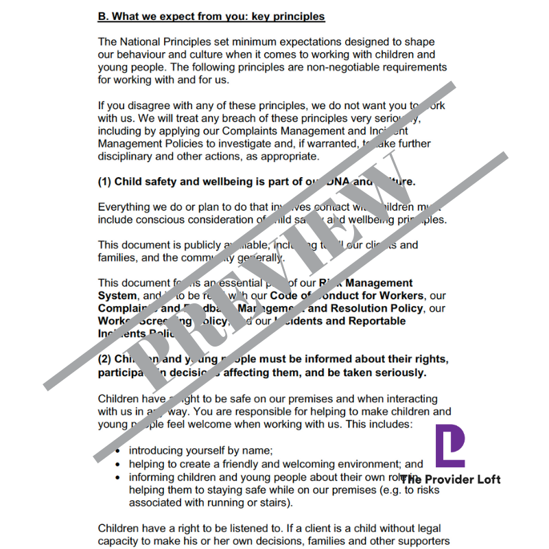 Child Safety Code of Conduct and Policy